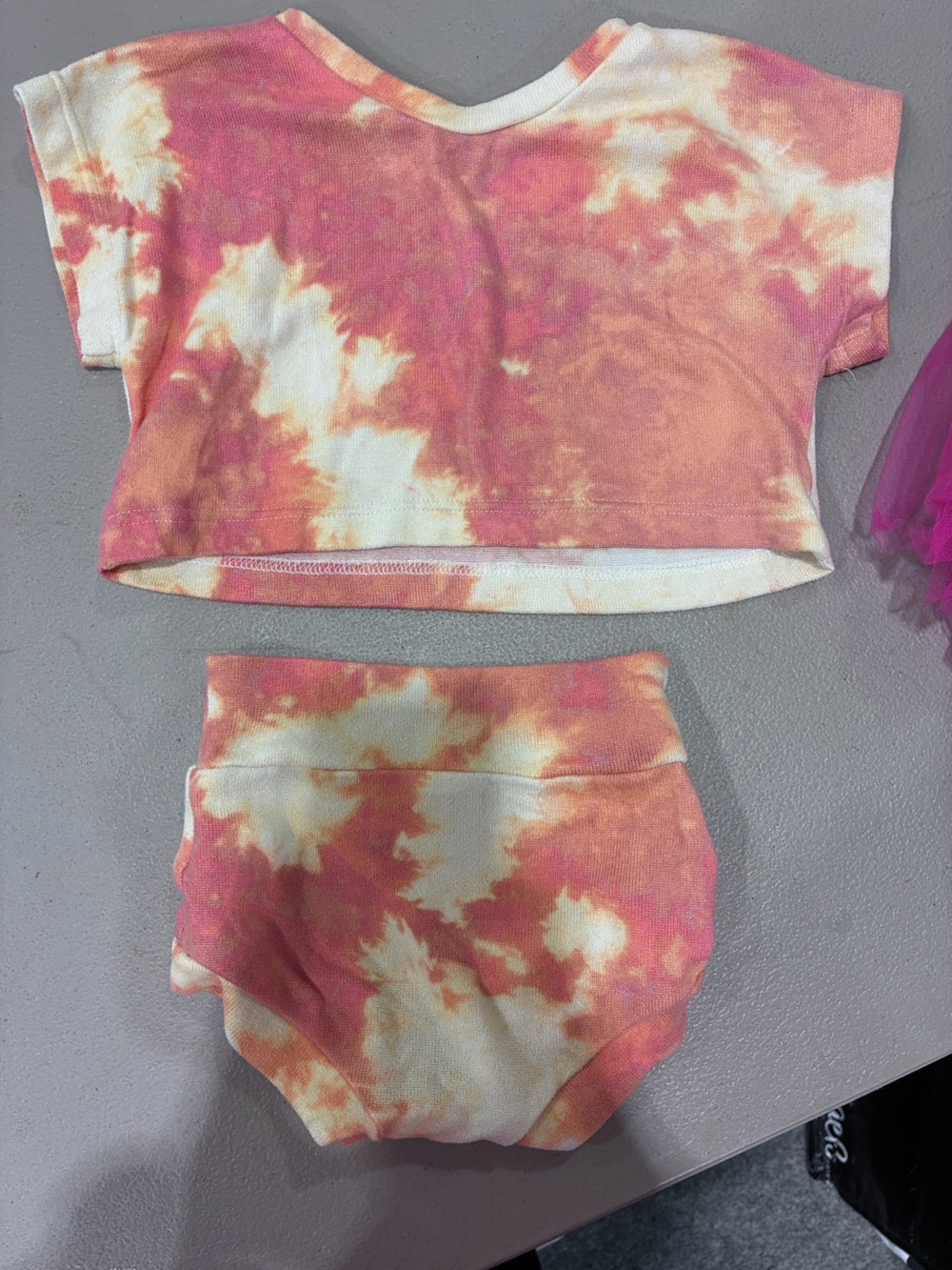 Tie-Dye Cropped Set - Orange & Cream 12/18months